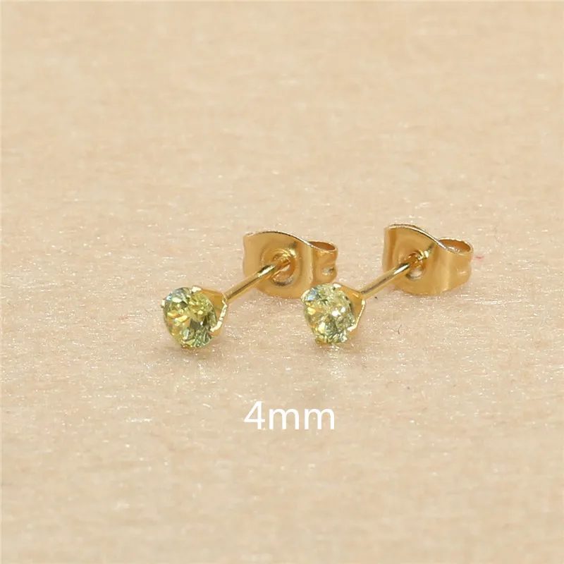1 Paar Lemonyellow Hypoallergene Edelstahl-Ohrstecker mit AAA-Zirkonia, CZ-Knochenohrstecker-Set für Damen und Herren, 2-8 mm – Detail 6
