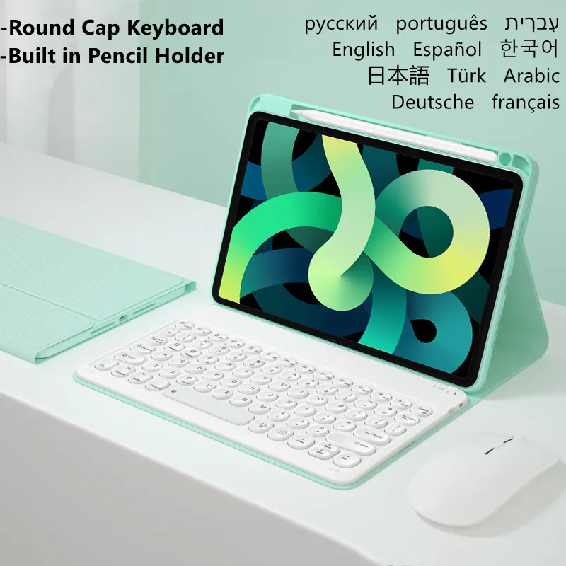 For IPad Mini 6 Portuguese Keyboard Mouse Case for IPad Mini 2021 tablet Cover Russian Japanese Korean Spanish Keyboard