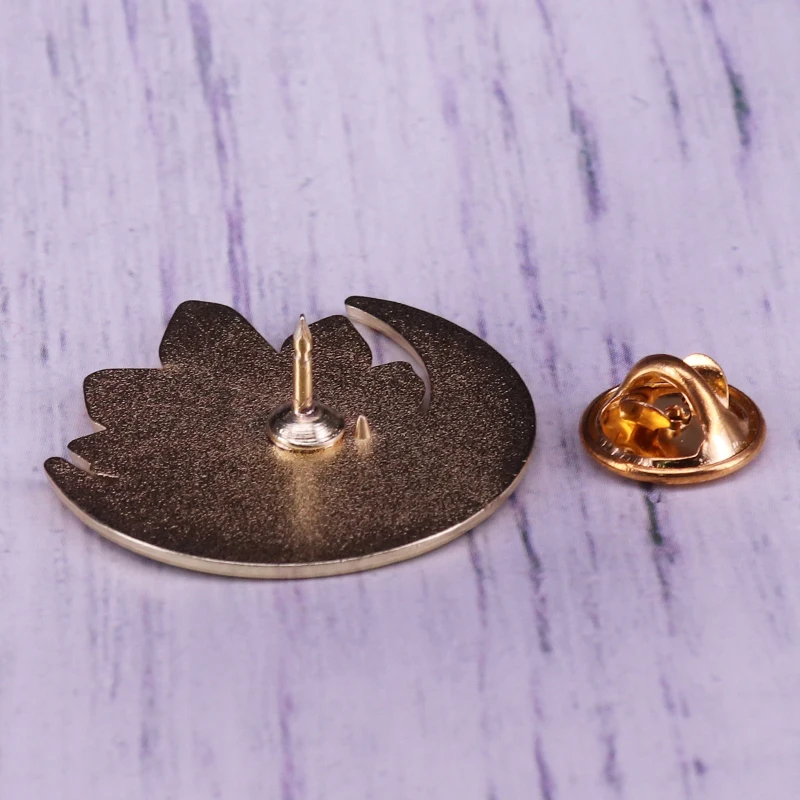 Quartz moon magic flower pin black Gothic art decor magic lovers gift