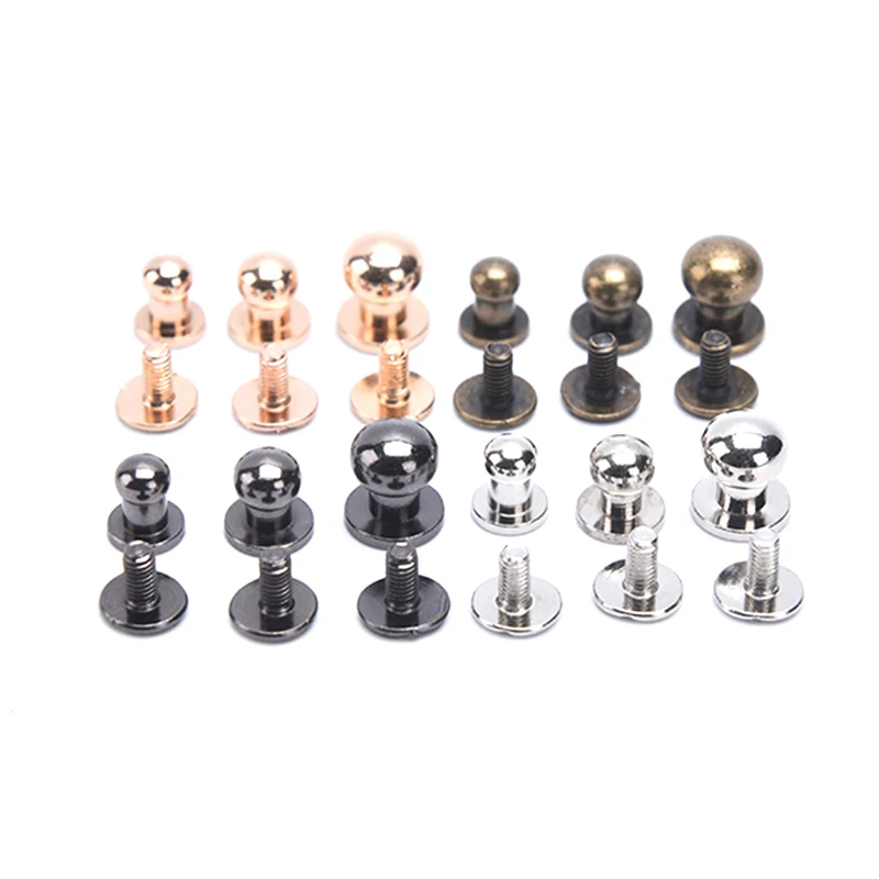 10Pcs Solid Brass Stud Spots Screwback Back Round Head Screw Nail Rivet For DIY Handmake Leather Bag Hardware Accessaries