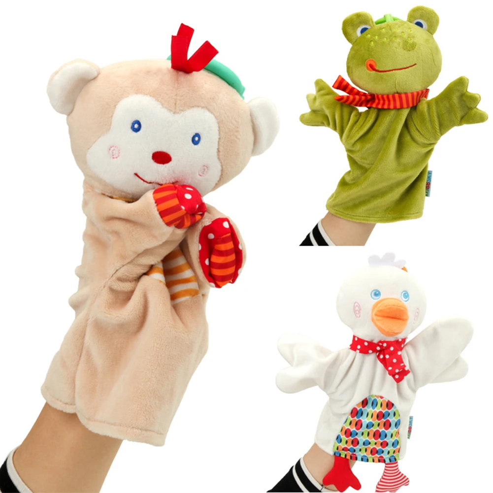 Marionnette à doigt Animal de dessin animé jouets en peluche marionnette singe/grenouille/canard Figurine enfant bébé faveur poupée raconter des histoires accessoires jouets éducatifs