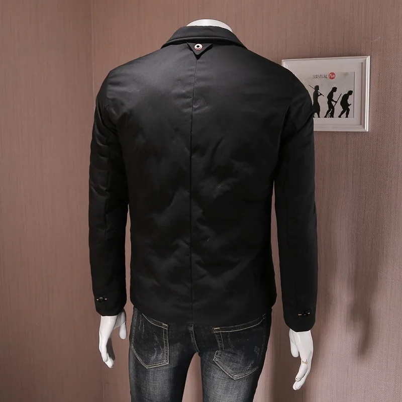 Jacket Down Men Brand Fashion Slim Warm Outerwear Winter Long Sleeve White Duck Down Short Coats Business Suit Jacket