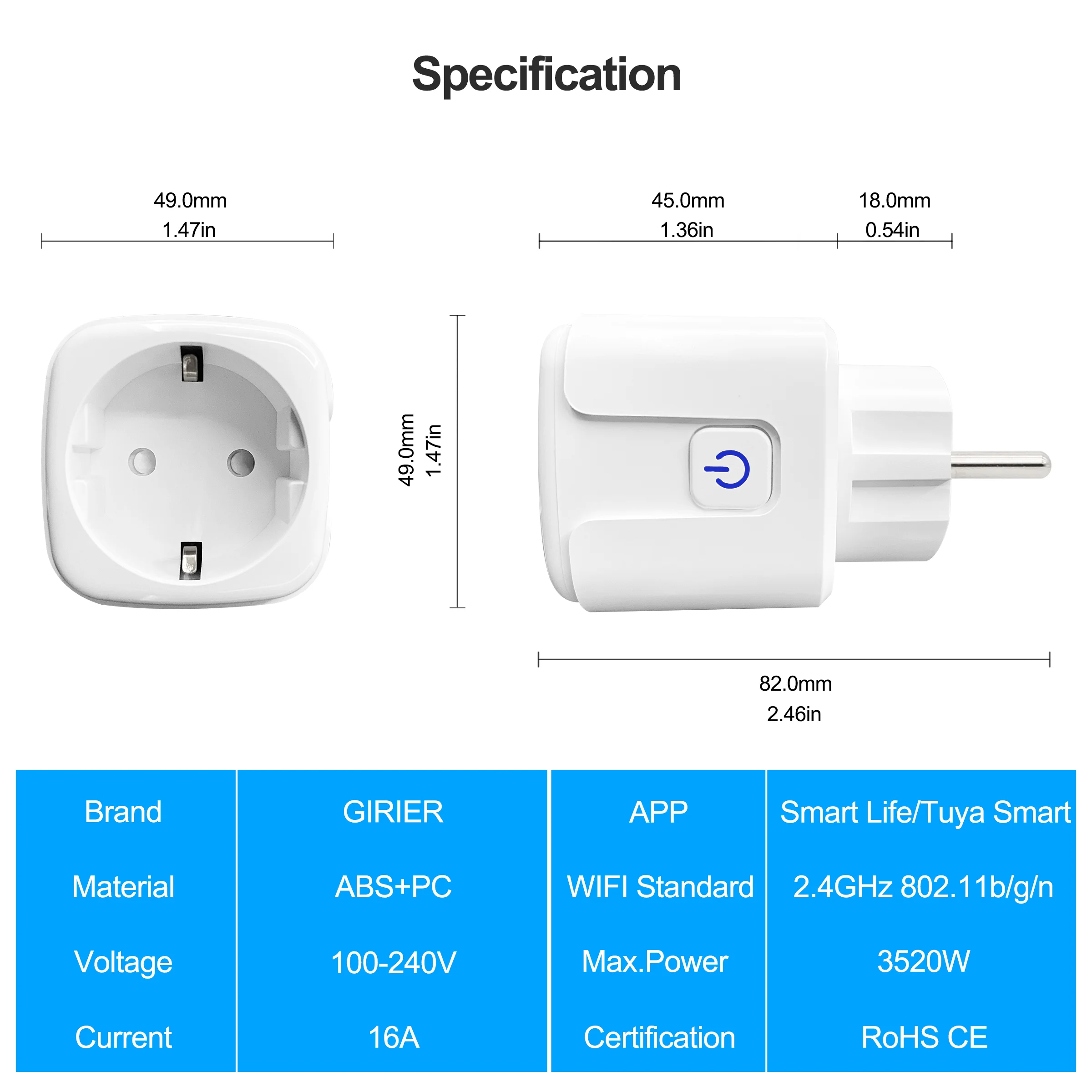 Tuya Wifi Smart Plug EU 16A  with Power Monitor Function Wireless App Voice Remote Control Socket Works with Alexa Google Home