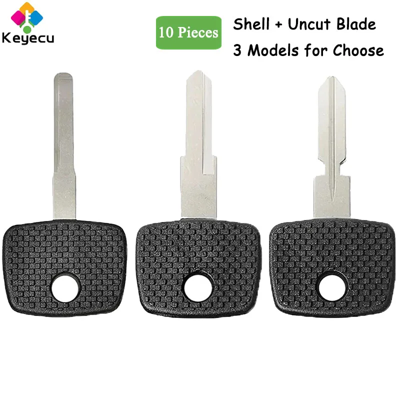 KEYECU 10 Pieces Uncut Transponder Ignition Car Key Shell With HU39 HU64 YM15 Uncut Blade for Mercedes-Benz Vito Actros Sprinter