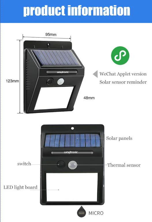 Lampe solaire de sécurité avec capteur de mouvement, haut-parleur à lecture vocale, sans fil, étanche, pour l'extérieur, jardin, clôture, Patio, Garage, arrière-cour