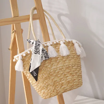 NEW Women Handbag Summer Beach Tote Bag Handmade Rattan Woven Handbag Vintage Straw Knitted Messenger Big large Bag Natural