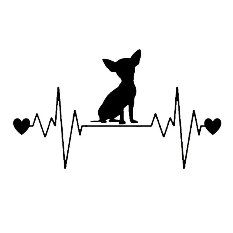 

20.3*11.7CM Chihuahua Dog Heartbeat Lifeline Car Stickers Cute Vinyl Decal Car Styling Truck Decoration