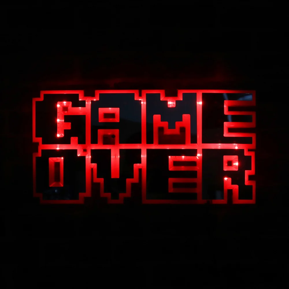 8-Bit Pixel Game Over LED Wall Light Display Sign Wall Mirror Video Game Lighting Bar Gaming Decorations With Remote Control