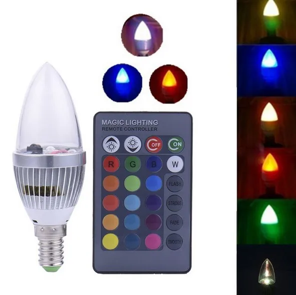 

E12/E14E27 3W RGB LED Bulbs 15 Colors Changing Candle Light Bulb Lamp w/Remote Control AC85-265V