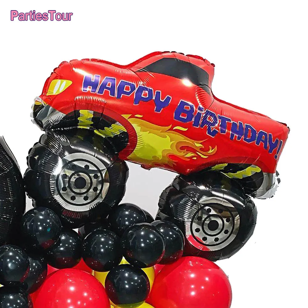 5Pcs Big Monster Truck Balloon Car Themed 3nd 4th 5th Boy Birthday Party Supplies Happy Birthday Truck Helium Ballons Decoration