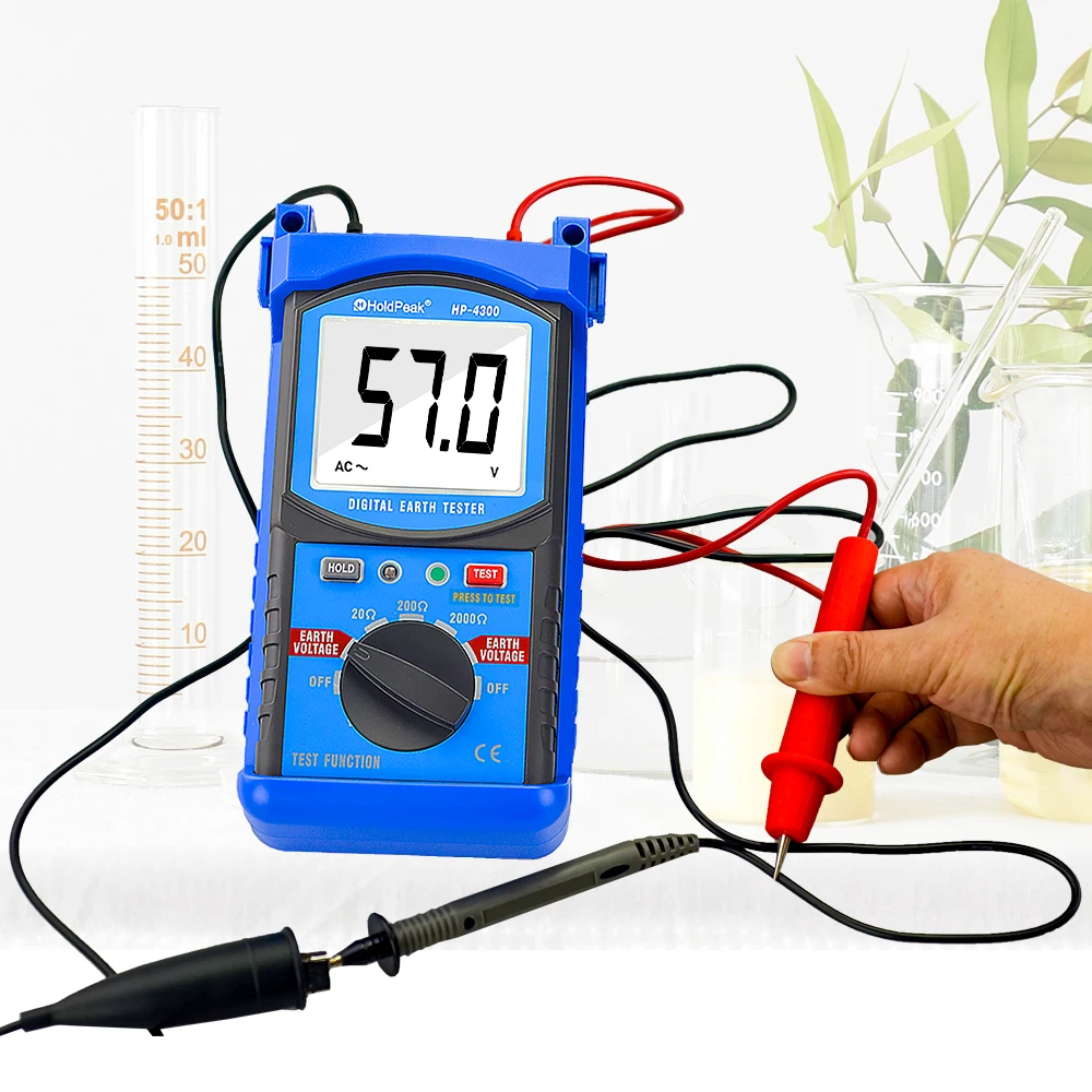 HoldPeak HP-4300 Ground Resistance Tester LCD Digital Earth Resistance Voltage Megohmmeter Voltmeter