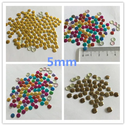 New Candy Colorful/Gold/Antique Bronze Round 5mm Hot Fix Metalic Rhinestuds Nail Art Studs Decorations For Clothing  Garment