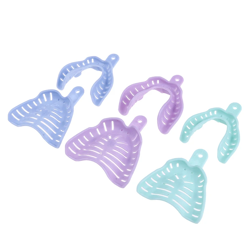 

6pcs/pack Plastic Materials Teeth Holder Dentistry Clinic Dental Impression Trays Dental Central Supply For Oral Tools