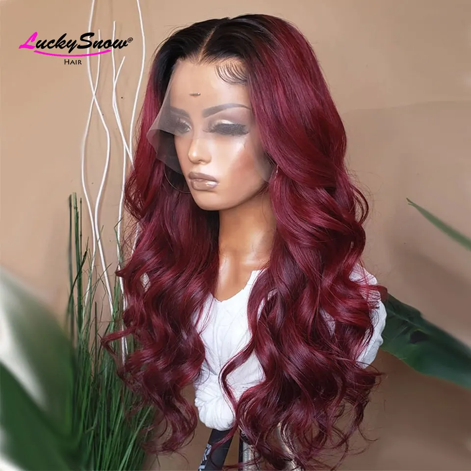 

30-дюймовые цветные 13x4 HD кружевные фронтальные парики Ombre фиолетовый черный бразильский парик из человеческих волос свободный глубокий косплей бесклеевой для женщин