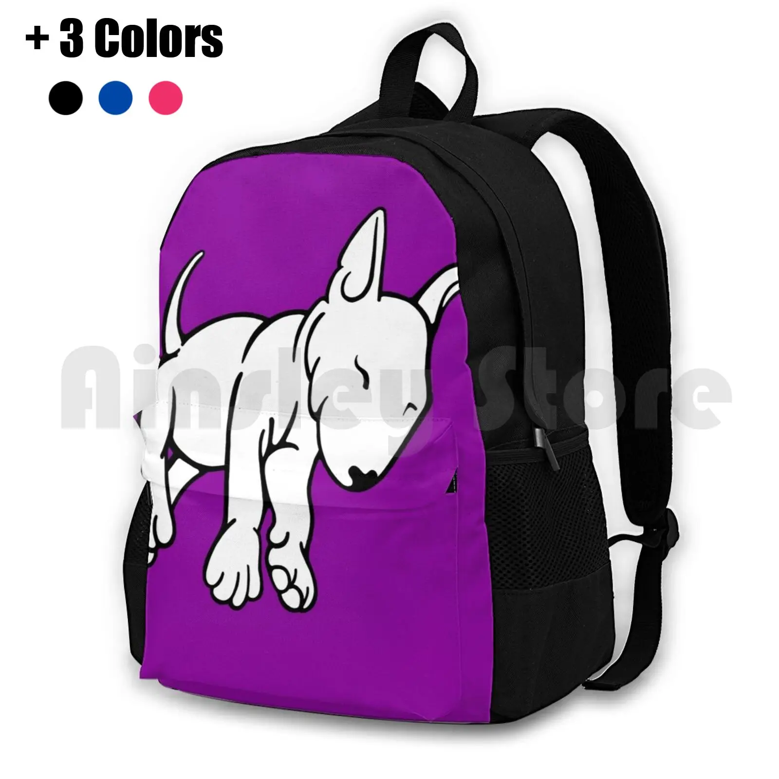 Tired English Bull Terrier Puppy Outdoor Hiking Backpack Waterproof Camping Travel Tired English Bull Terrier Puppy