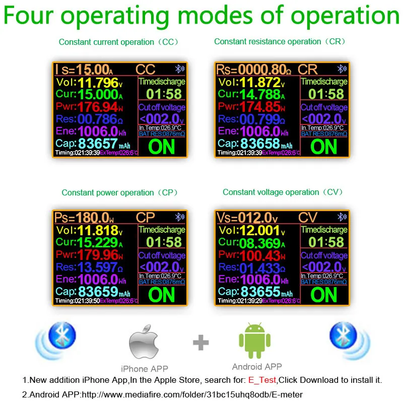 180W DC tester APP electronic load lithium battery capacity monitor discharge charge power meter supply checker + PD/QC Trigger