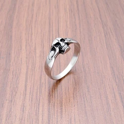 Punk 316L Stainless Steel Silver Color Death Skull Ring For Women Unique Vintage Biker Jewelry Gift