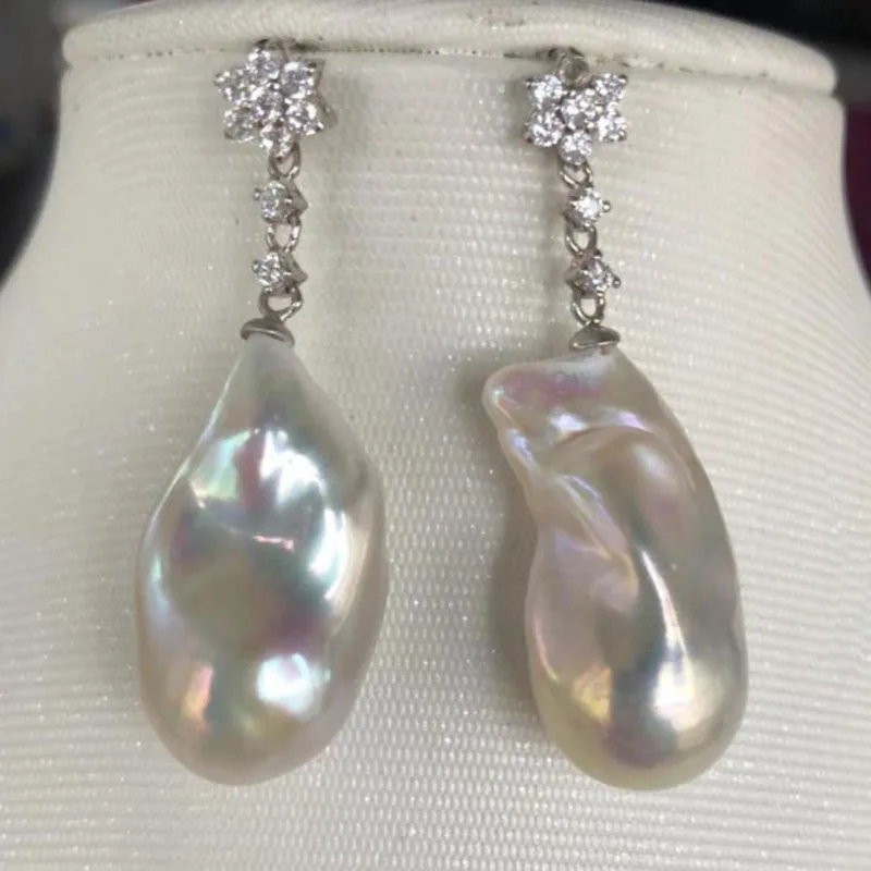 gorgeous pair of 20-25mm south sea white pearl earring 925s