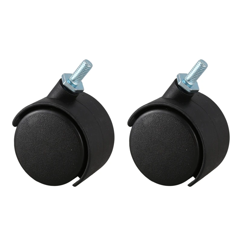 2x6Mm vástago roscado 40Mm rueda Dual giratoria Caster negro