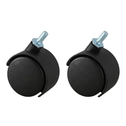 2X 6Mm Threaded Stem 40Mm Dual Wheel Rotatable Caster Black