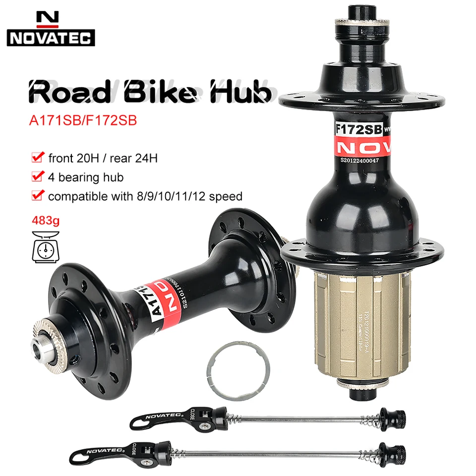 ノヴァテック製 ロードバイク用ハブ A171SB/F172SB。前輪用20H、後輪用