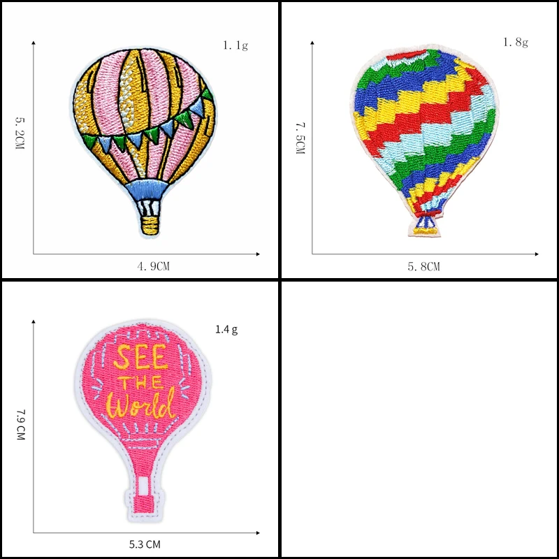 Toppe in mongolfiera per abbigliamento per bambini strisce fai-da-te ferro su Appliques adesivi per abbigliamento ricamo distintivi con palloncino