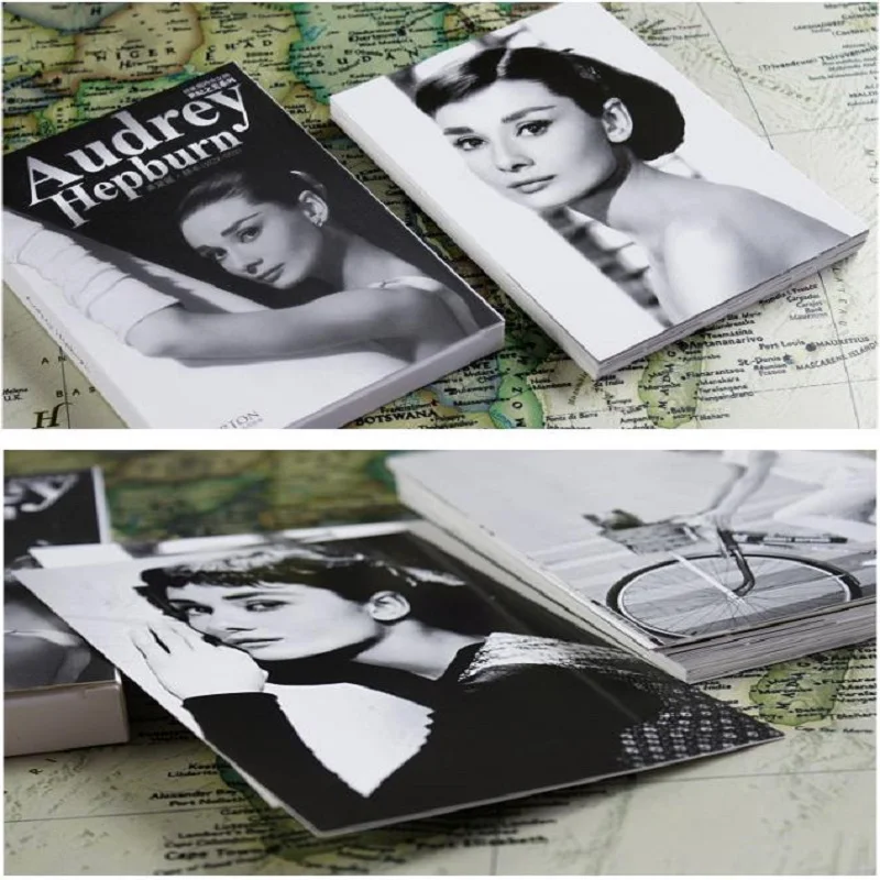 Postal de Audrey Hepburn, tarjeta de felicitación, tarjeta de deseos, regalo de moda, lote de 30 hojas