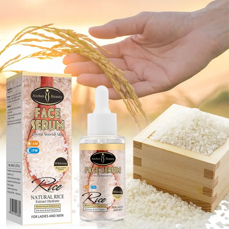 

Natural Rice Face Serum Moisturizing Whitening Acne Treatment Shrink Pores Repairing Essence Facial Skin Care Cosmetics 40ml