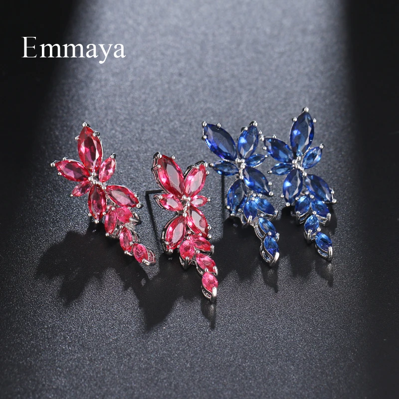 Emmaya Shiny Zirconia Earring For Women Two Color Charming Flower Shape Ornament Party Popular Dress-Up Fashion Jewelry