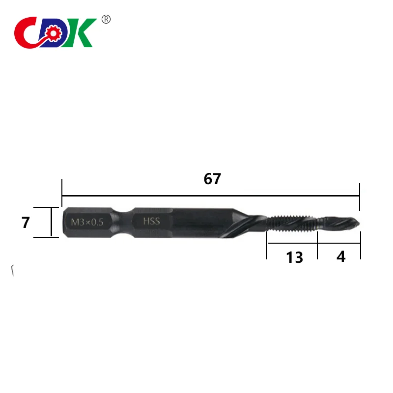 6Pcs M3-M10 Hex Shank HSS Screw Thread Metric Tap Drill Bits Combination Drill Tap