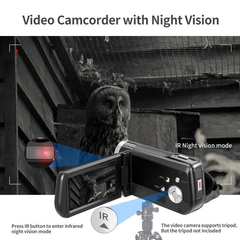 Ordro 4K Video Camera Digital Camcorder for Youtuber Vlog IR Night Vision Full HD Professional Filmadora Camara