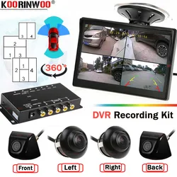 Koorinwoo Intelligent DVR Car Monitor 360 Recording For 4 Cameras Side Mirror Front Rear view Camera Parking Spot Bline Detector