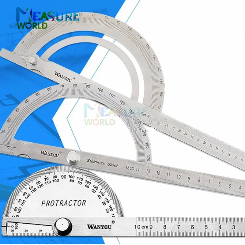 150mm 300mm Stainless Steel 180 Degree Protractor Angle Finder Rotary Measuring Ruler Machinist Tool Goniometer