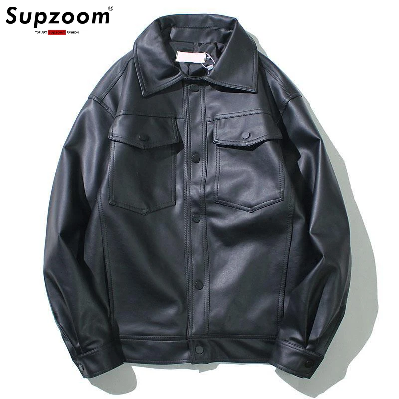 

2020 New Arrival Hot Sale Spring Motorcycle Loose Youth Casual Pu Coat Students Synthetic Leather Jacket Men Turn-down Collar