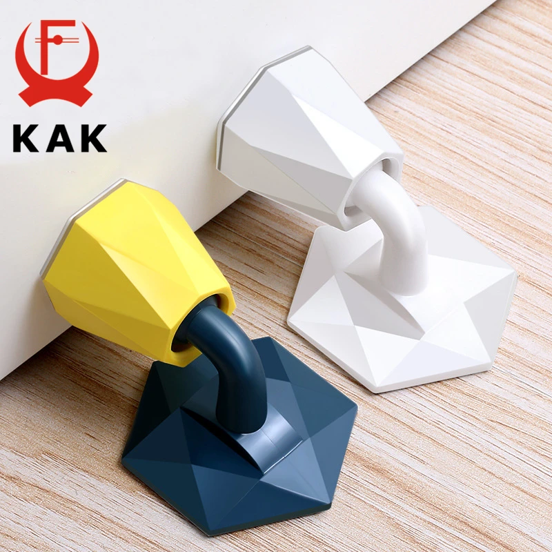 KAK Diamond Shape Silicone Door Stopper Upgraded Suction Design No Punch Sticker Doorstop Door Holder Wind-proof Door Hardware