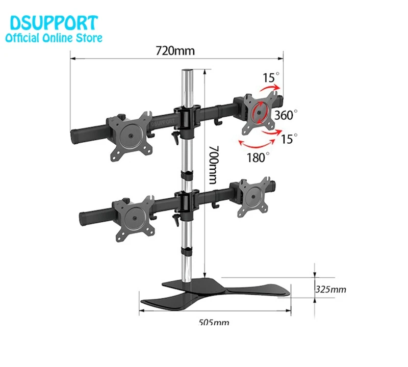 Full-Motion 15 "-27" LCD LED 4 Screen Monitor Halter Flexible Display Halterung Rack Stehen MP340