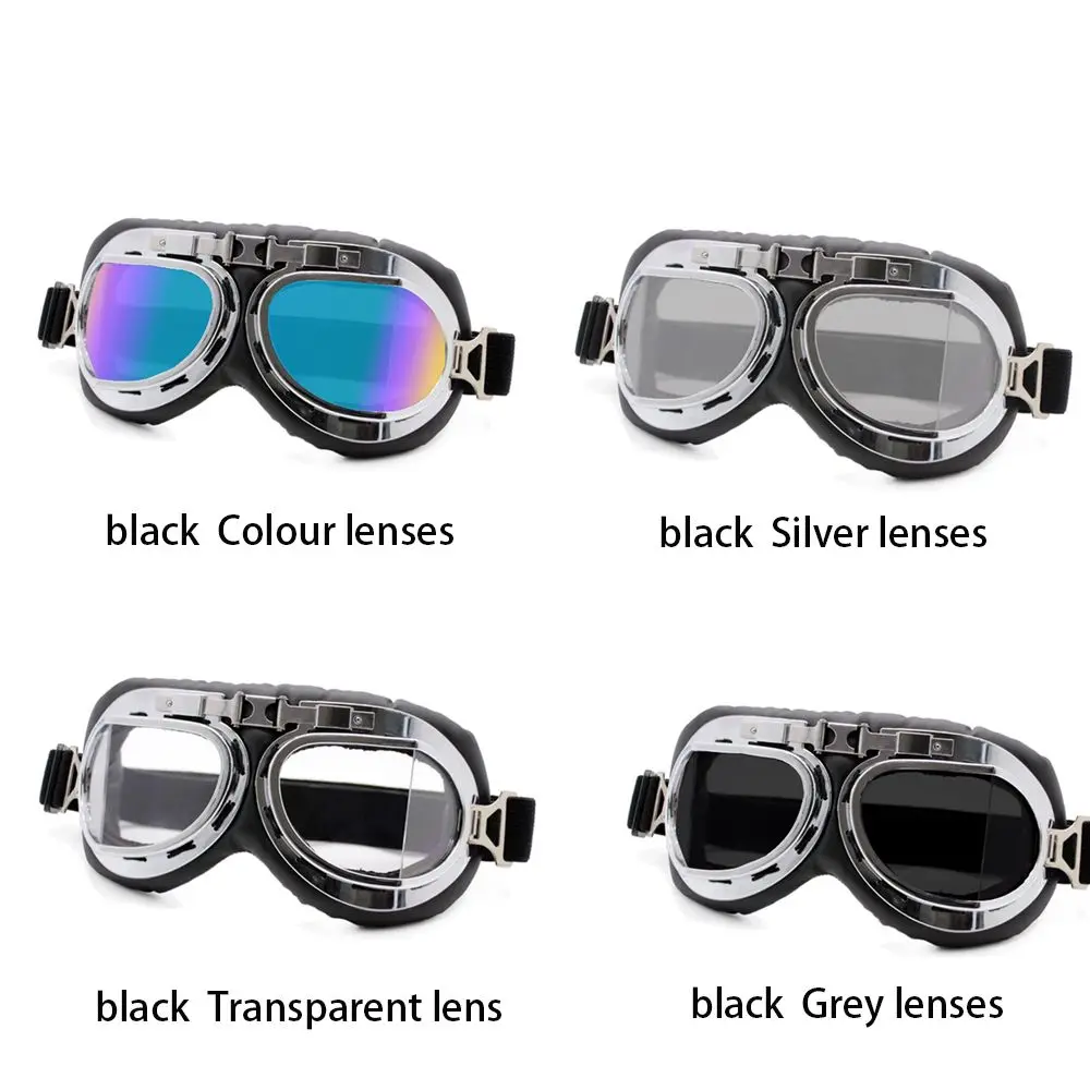 Retro Vintage Pilot Goggles Motor Protective Gear Glasses For Motorcycle Cruiser Cafe Scooter