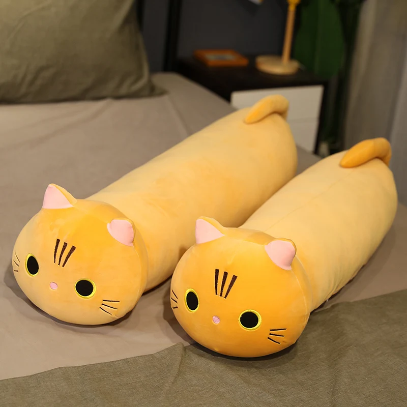 Kawaii Cat Long Pillow Sofa Cushion Plush Toy Stuffed Cartoon Cat Animal Doll for Lovely Gift