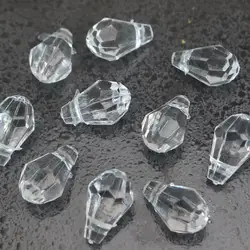 100 Clear Transparent Acrylic Faceted Teardrop Pendants Drop Charms 12X8mm