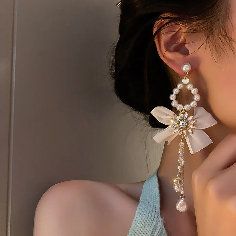 New Arrival Fashion Earrings Crystal Trendy Water Drop Women Dangle Earrings Long Tassle Korean Female Jewelry