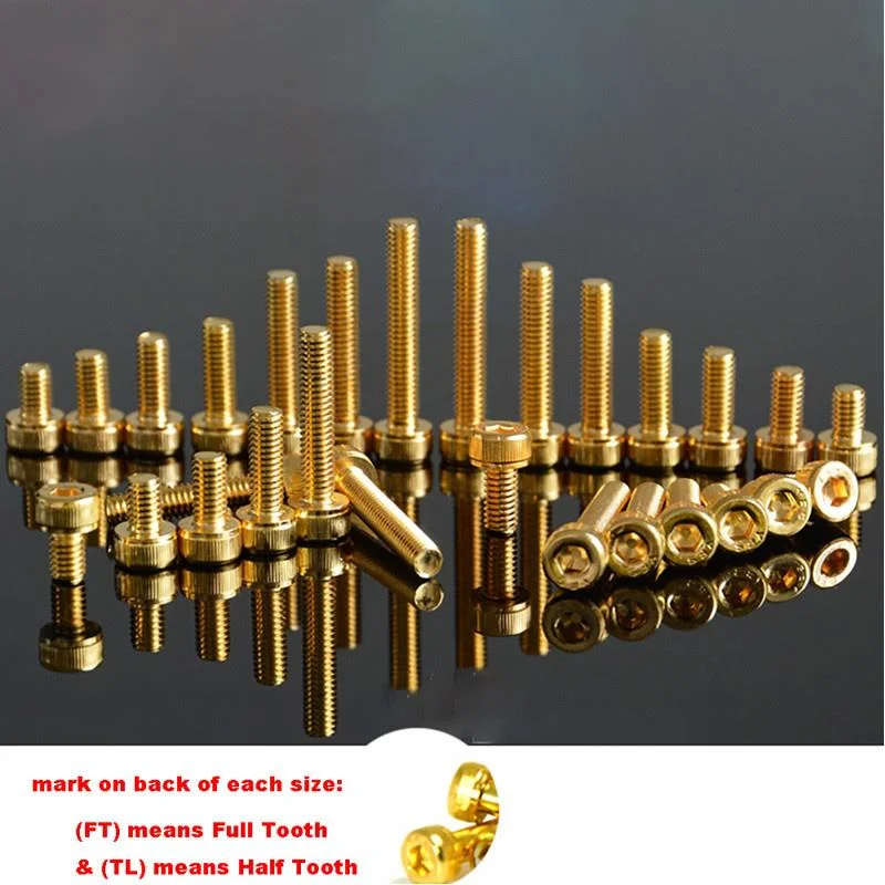 

20pcs M2 M2.5 M3 M4 M5 Allen Screw Hex Socket Knurled Cap Cup Head Screw Titanium Gold Plated Bolts Length 4-55mm