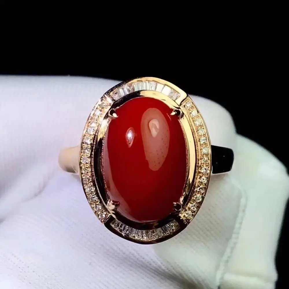 KJJEAXCMY fine jewelry natural red coral 925 sterling silver new women adjustable gemstone ring support test luxury classic