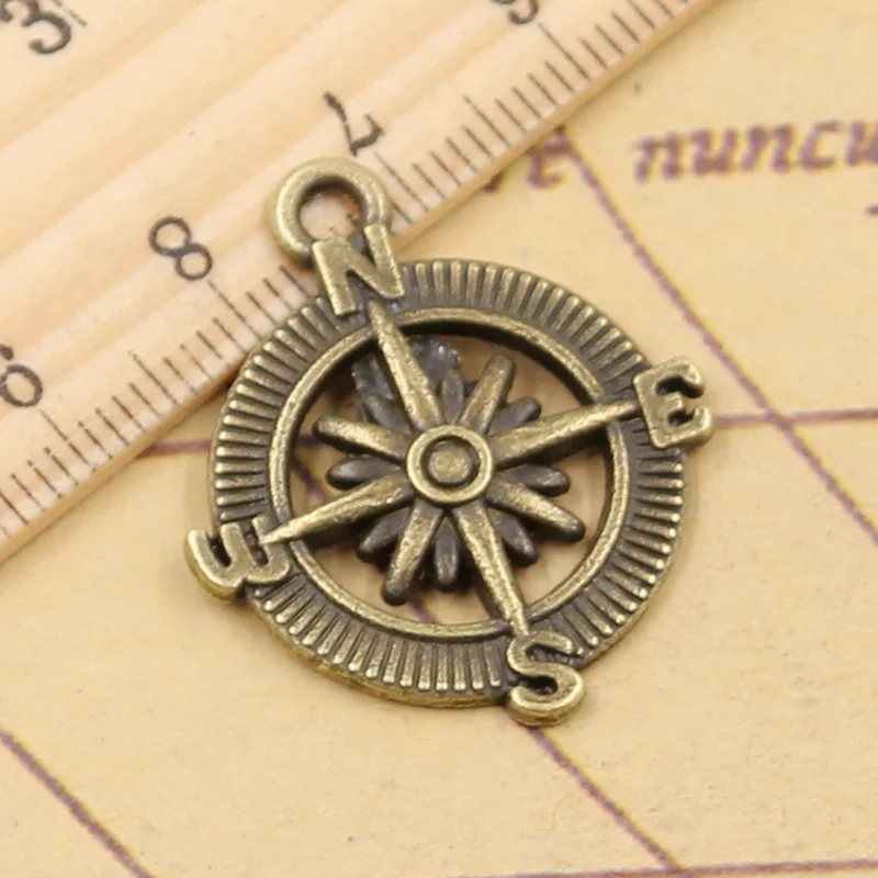 10 sztuk Charms kompas 28x24mm tybetański brąz srebrny kolor wisiorki antyczny tworzenia biżuterii DIY Handmade Craft — zdjęcie 4