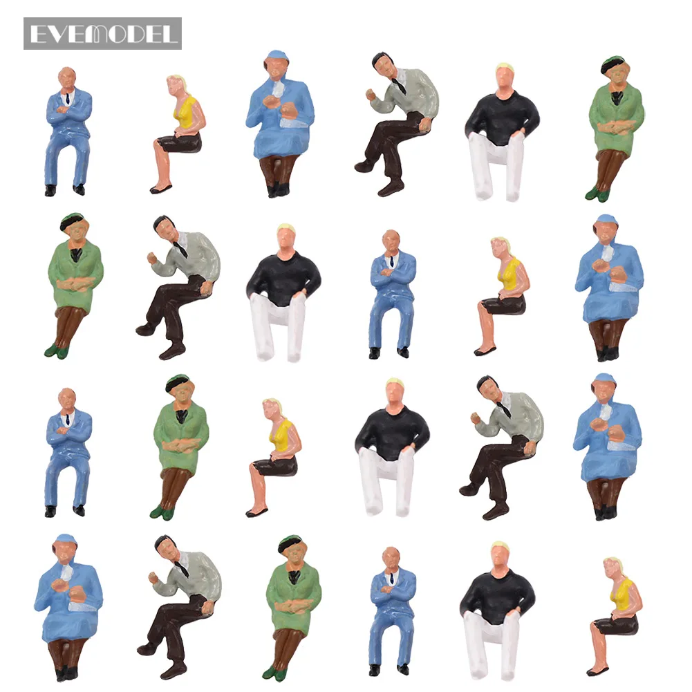 P4802 24pcs All Seated Figures O scale 1:48 Painted People Model Railway Layout