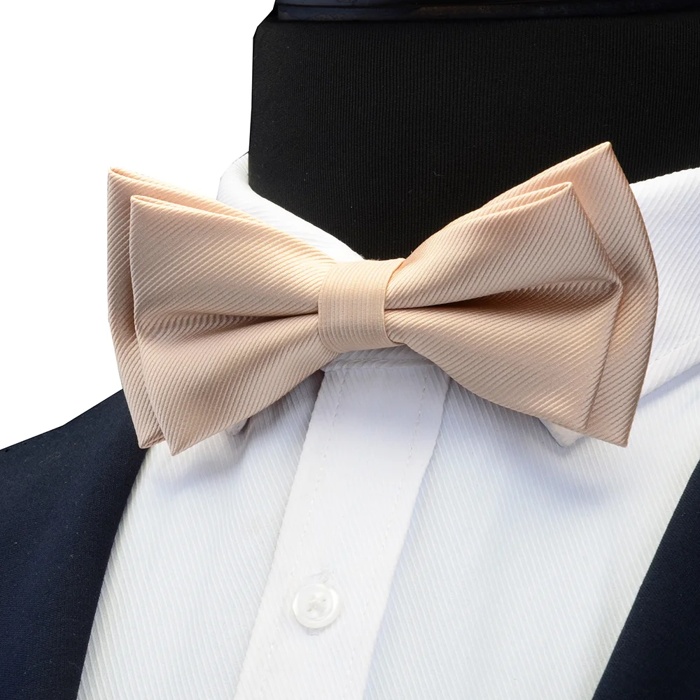 GUSLESON Mens Solid Color Two Layer Pre-tied Bow Tie Red Black Purple Gold Blue Yellow Green Bowtie for Wedding Party Business