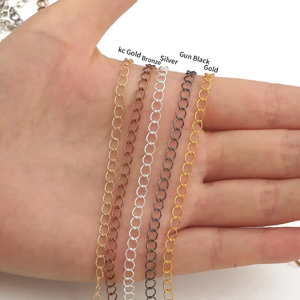 5m Iron Long Open Link Ring Extend Extension Necklace Bracelet Chains Tail Extender Chain For Jewelry Making Connectors Supplies