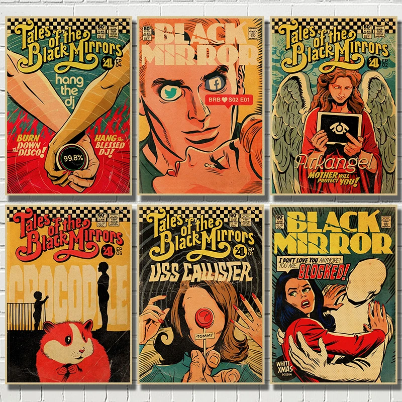 Por que escolher o Poster de Filme Vintage Black Mirror da BBC para decorar sua parede?