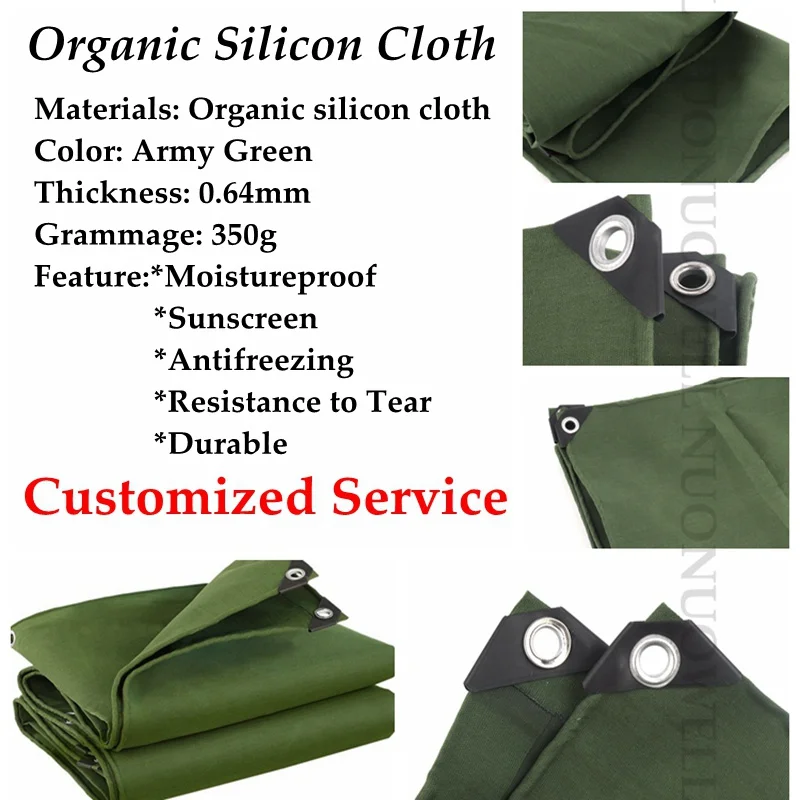 

Customize Size Green 0.64mm Double Sided Organic Silicon Cloth Thicken Tarp Tarpaulin Truck Car Cover Outside Shading Cloth