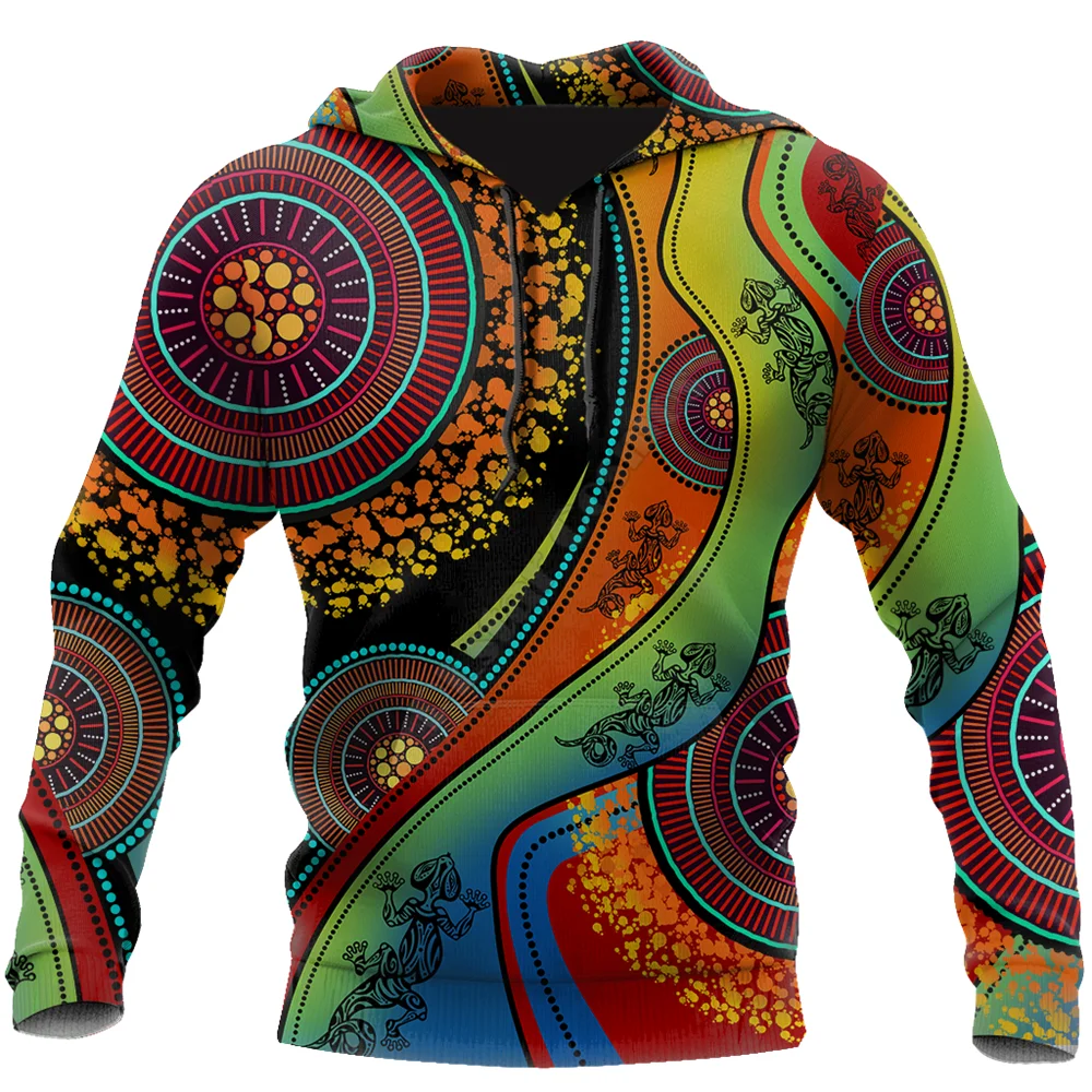 Aboriginal Australia Indigenous Lizard Painting Art 3D Sweatshirt zipper hoodies women For men Pullover Cosplay Costumes