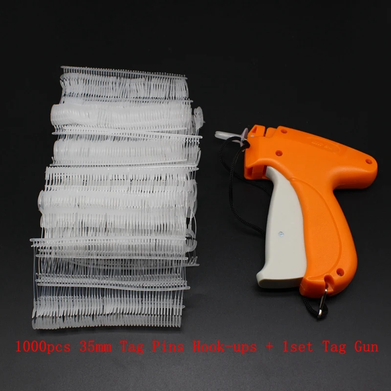 1000pcs 35mm Tag Pins Hook-ups+1set Tag Gun clothes price label J hook pin, tagging tag gun J-hook fastener labels for clothing